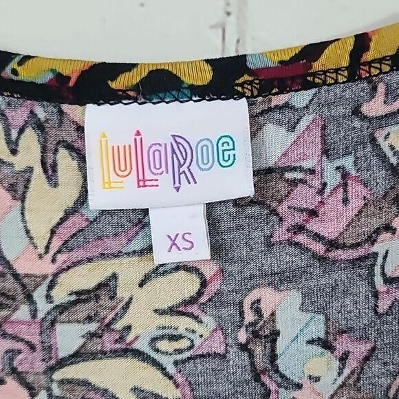 LuLaRoe Ana Maxi Dress XS 2/4 Mustard Floral Long Fit & Flare Short Sleeve Knit - Picture 5 of 8